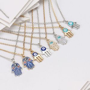 Anhänger Halsketten Glück Blaues Auge Halskette Türkische Böse Fatima Handkette Halsband Kragenkarte Für Frauen Schmuck Drop Lieferung P Dhgarden Dhoar