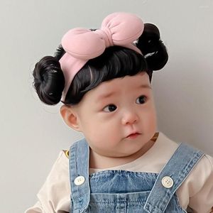 Acessórios de cabelo Bowknot Baby Bands Peruca Algodão Fluffy Bangs Chignons Headband Bonito Realista Nascido Criança