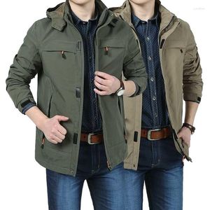 Herrenjacken Mode Herrenbekleidung Frühling Herbst Männer Mit Kapuze Windjacke Wasserdichtes Mesh-Futter Lässiger Mantel Militärische Taktische Kleidung