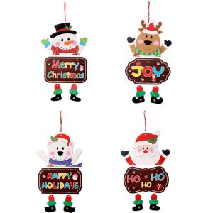 DHL Christmas Ornaments Paper Board Door Window Hanging Pendant Welcome Merry Christmas Boards Xmas Decortaions Santa Claus Snowman GF0105