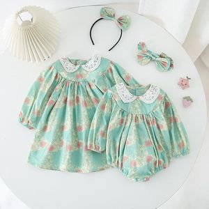 Rompers Elegant Long Sleeve Girl Clothes Baby Boutique Outfits Big Sister Little Matching Clothing Born Romper Toddler Dress
