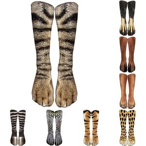 Rolig leopard tiger bomullsstrumpor för kvinnor lyckliga djur kawaii unisex harajuku söt avslappnad hög ankel sock kvinnlig fest267c