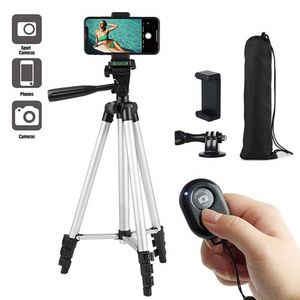 Extendable Travel Camera Tripod Phone Selfie Stick Stand Lightweight Adjustable Height Aluminum Alloy Tripod Mount for DSLR Live Streaming Camcorder Binocular DV