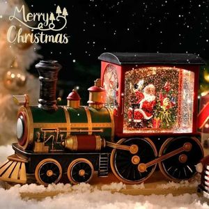 Julleksakstillbehör Santa Claus Snowman Christmas Gift Jul Eve Music Box Train Music Box Crystal Ball Ornaments Table Decoration Xmas Toys YQ231006