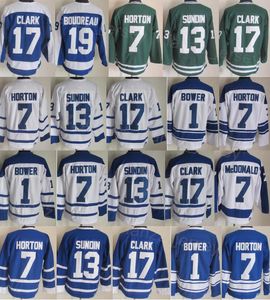 Homem Vintage Hóquei 7 Tim Horton Jersey Retro Clássico 7 Lanny McDonald 19 Bruce Boudreau 1 Johnny Bower 13 Mats Sundin Retire CCM 75º Aniversário Bordado Bom