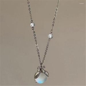 Hänge halsband insekt eldfluska kristall silver färg halsband koreansk stil enkel klumpkedja mode kvinnors smycken gåvor