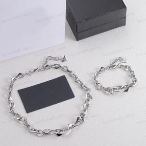 Серебряный браслет, дизайнерское ожерелье, модный индивидуальный комплект из толстой треугольной цепочки, подарки
