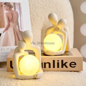 Table Lamps Nordic Creative Couple Statue Table Lamp Bedroom Decoration Accessories Aesthetic Room Christmas Home Decor Ceramic Ornaments YQ231006