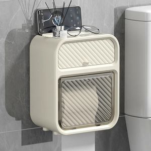 Toilet Paper Holders Wall Mounted Toilet Paper Holder Waterproof Plastic Paper Napkin Holder Bathroom Shelf Storage Box Toilet Roll Holder 231005