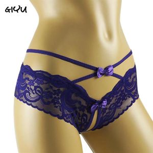 Mutandine da donna Donna Sexy Erotico Crotchless G-String Porno Pizzo Trasparente Con apertura sul cavallo Mutande intimo Perizoma Tanga Wome288K