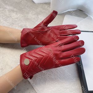 Womens Sheepskin Gloves Designer Classic Letter Leather Gloves For Women High Quality Winter Warm Gloves Lady Christmas Gift