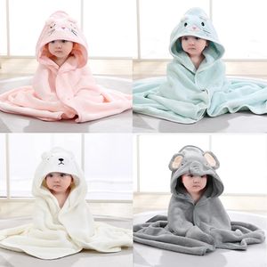 Towels Robes 0-3Y Unisex Baby Bathrobe Flannel Cloak Cartoon Boy Girl Ultra-Soft Hooded Spa Robe Bath Towel born Cover-Up Baby Shower Gift 231006