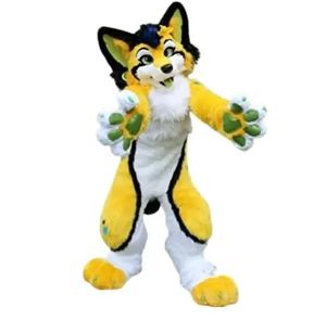 Hallowee melhor venda adorável gato huksy cão mascote trajes personagem dos desenhos animados tamanho adulto vestido extravagante