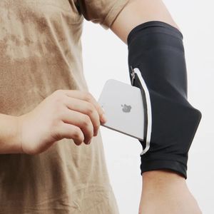 Cotovelo joelheiras protetor solar braçadeira saco de pulso anti sol unisex braço mangas curto mais quente para o telefone móvel estiramento correndo equitação 231005