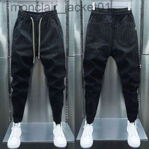 Herrbyxor svart rand jogger sweatpants män utomhus avslappnad mager harem byxor streetwear hög kvalitet designer byxor j231006