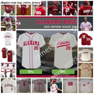 Novo 2022 Alabama College NCAA Custom Crimson Wears Tide Baseball Jersey 4 Prielipp 29 Connor Shamblin 14 Antoine Jean 9 Casey Co