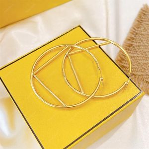 Grandi orecchini a cerchio Designer Orecchino in oro Dimond Lettere di moda Orecchini a bottone per le donne Amanti Gioielli di lusso Orecchini a cerchio F Box223M