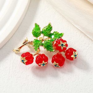 Designer de luxo broche pequeno fresco e doce caqui broche elegante e elegante high-end acessórios de roupas pinos de frutas estilo chinês corsage criativo