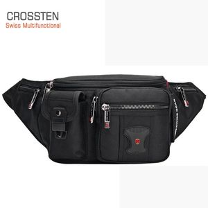 Midjesäckar Swiss-Multifunctional midjepaket Män väska Black Belt Bag Fanny Pack Bum Bag Midjepåse Höftväska Vattentät Ridningspåse 231006