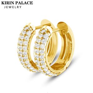 Hoop Huggie Kirin Hoops Earrings 750 18K 585 14K WhiteYellow Gold Real D VVS1 Earring Sparkling Jewelry Gifts 231005