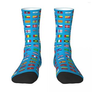 Men's Socks Flags Of The World With Country Names Soft Stockings All Season Long Accessories For Man Woman Birthday Present