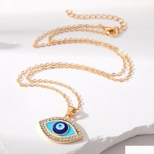 Pendant Necklaces Turkish Evil Eye Necklace For Women Crystal Lucky Blue Choker Drop Delivery Jewelry Pendants Dhgarden Dh6Zt