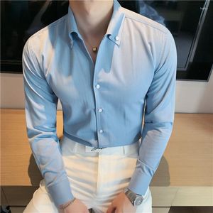 Camisas casuais masculinas 2023 homens britânicos Windsor colarinho manga longa camisa negócios slim fit vestido tendência marca moda coreana cor sólida