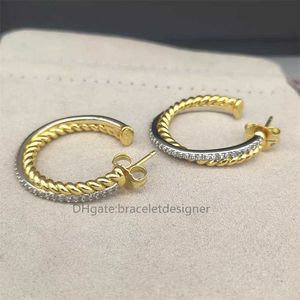 Large earrings fashion woman earring luxury bijoux free designer shipping 4mm jewelry Wide C-band Fashionable Exquisite Gold Plated Twisted Cord Interlaced