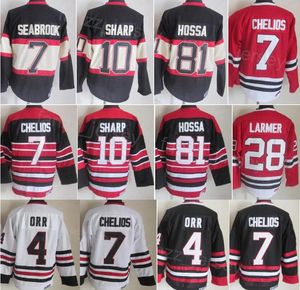 Man Vintage Hockey 7 Chris Chelios Jersey går i pension 10 Patrick Sharp 81 Marian Hossa 28 Steve Larmer 4 Bobby Orr 30 ed Belfour 8 Bill Mosienko Retro Classic CCM Sydd