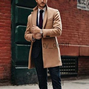 يمزج الصوف للرجال MRMT 2023 العلامة التجارية الجديدة للرجال المعطف البريطاني متوسط ​​الطول من الصوف الأكمام الطويلة معطف غير رسمي رجل أعمال Windbreak Woolen Coats Outwear J231006
