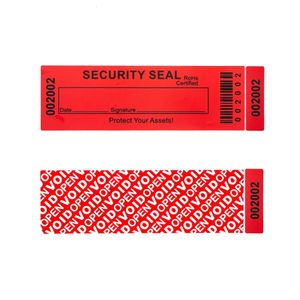 Andra dekorativa klistermärken 100% Total överföring Tamper Exident Labels Security Garantin Void Stickers Red Large 35*120 MM Triple Serial Numbers Seal Sticker 231005