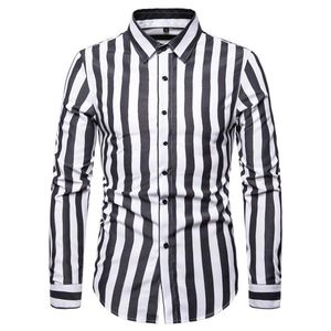 Red Black Blue Vertical stripes men shirt Long Sleeve mens shirts casual slim fit blouses male289R