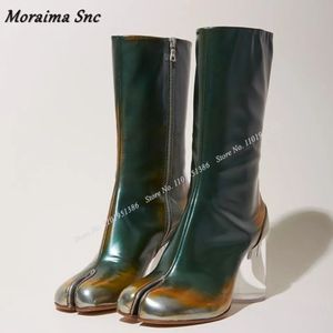 ブーツMoraima SNC Green Horse Heel Strange Style Ankle Shoes for Sele Clear High Fashion Zapatillas Mujerr 231006