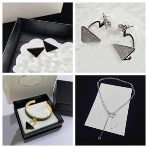 Ny mode toppsäljande designer halsband dingle örhängen armband smycken set för kvinnor vitt guld pläterat bröllop party brud brudtärna