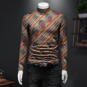 2023 outono e inverno novos topos masculinos escovados de mangas compridas camisetas luz luxo moda tendência negócios casual bonito botto2761