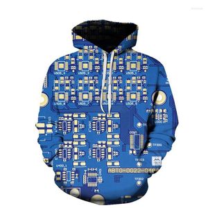 Men's Hoodies Men Hoodie Women Fashion Casual Funny Sweatshirts Electronic Chip 3D Hooded Pullover Circuit Board Printed Outfits Sudaderas