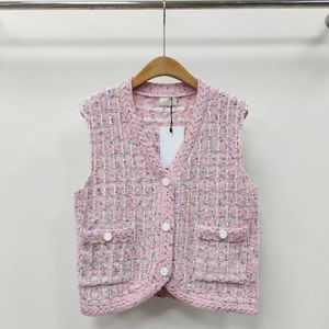 여성을위한 최고 재킷 Fashio Seeveless Vest Sweater 조끼 느슨한 편지 인쇄 V- 넥 재킷 싱글 가슴 4 스타일 핑크색 흰색 크기 S-M