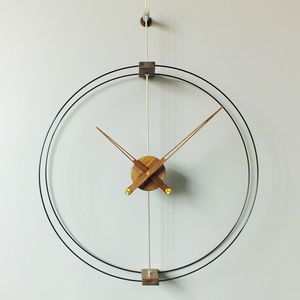 Diametro 100 cm Orologio da parete spagnolo moderno semplice e creativo nordico Orologio da parete grande in noce nero con orologio a mano a due anelli