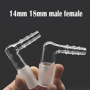 Mais barato Heady 14mm 18mm Masculino Feminino Adaptador de Chicote de Vapor de Vidro 90 Graus Extreme Q V-Tower Vaporizador Adaptador de Cotovelo de Vidro para Dab Rig Bongs