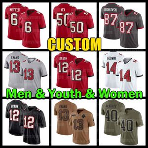 Baker Mayfield Vita Vea Camisa de futebol Mike Evans Chris Godwin Lavonte David Shaquil Barrett Tampas Bayes Robert Hainsey Tristan Wirfs Buccaneeres Chase Edmonds