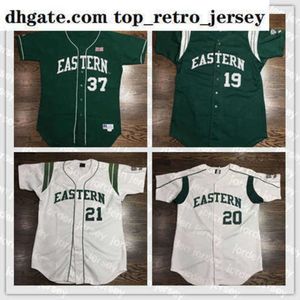 Maglie NUOVO College indossa maglia personalizzata Eastern Michigan Eagles Maglia da baseball Alta qualità 100% cucita Bianco Verde Qualsiasi nome Numero S-4