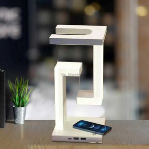 Table Lamps LED Suspending Anti-gravity Night Light with 10W Wireless Charger Desk Lamp Dimmable LED Table Lamp For Bedroom Bedside Decor YQ231006