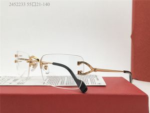 新しいファッションデザイン光学メガネ2452233クラシックスクエアフレーム金属寺院男女アイウェアシンプルな人気スタイルクリアレンズ眼鏡