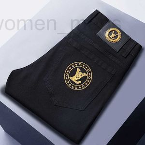 Jeans masculino designer preto e branco novo elástico fino encaixe pequeno tubo reto jeans masculino h612 utxj