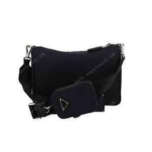 Lyxkvalitetsmän Messenger Bag 2VH113 avtagbar påse återvunnet nylon och läder crossbody väska är populär i modecirklar 3-i-1 designer väska