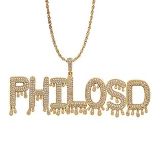 Fashion-s individuelle Namenskette für Männer und Frauen, Luxus-Designer-DIY-Buchstabennamen, Iced Out-Anhänger, modische Hip-Hop-Halsketten, Schmuck 276C