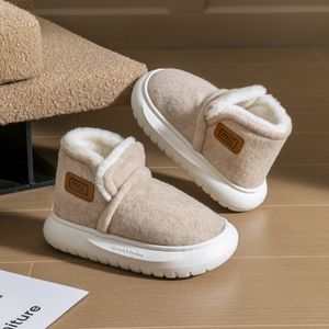 Stövlar Autumn Winter Womens Beige Anti-Slip Höjd Khaki Keep Warm For Women Round Toe Ankle Boats Men Ladies Brand Kort kvinna Storlek 36-41