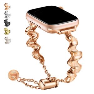 Luxury Women Strap for Apple Watch Band Ultra 2 49mm 41mm 38 40mm 42 44mm 45mm Fashion Chain Metal Armband IWatch Series S9 7 8 6 5 4 3 SE