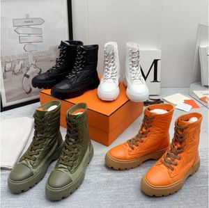 Chunky Fresh Ankle Boots for Women Repellent Parachute Fabric Green Boot Waterproof Combat Booties Biker Moto Padded Ankle Short LOGO Booties Orange Trainer Shoes