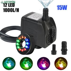 Garden Decorations Ultra-quiet Water Pump with 12 LED Light for Garden Aquarium Fish Tank Bird Bath Fountain with Power Cord Submersible Fountain 231005